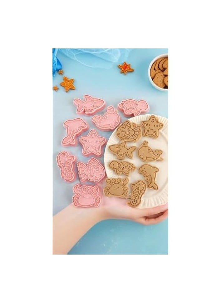 8pcs Cartoon Fun Biscuit Cutter Set - 3D Shapes, DIY Fondant Cake Decor, Plastic Stampers for Baking & Embossing