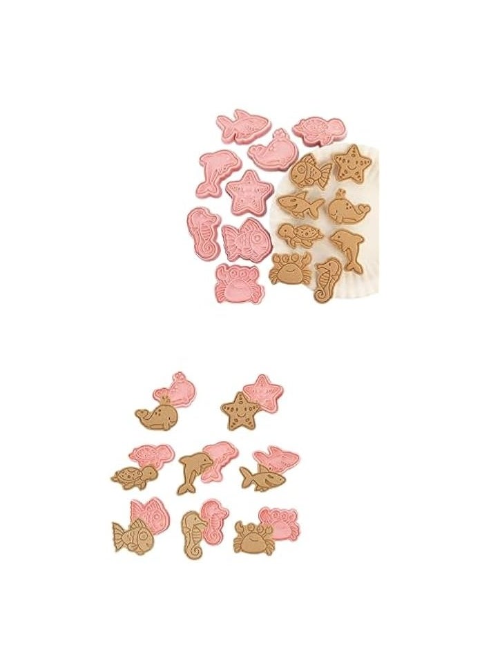 8pcs Cartoon Fun Biscuit Cutter Set - 3D Shapes, DIY Fondant Cake Decor, Plastic Stampers for Baking & Embossing