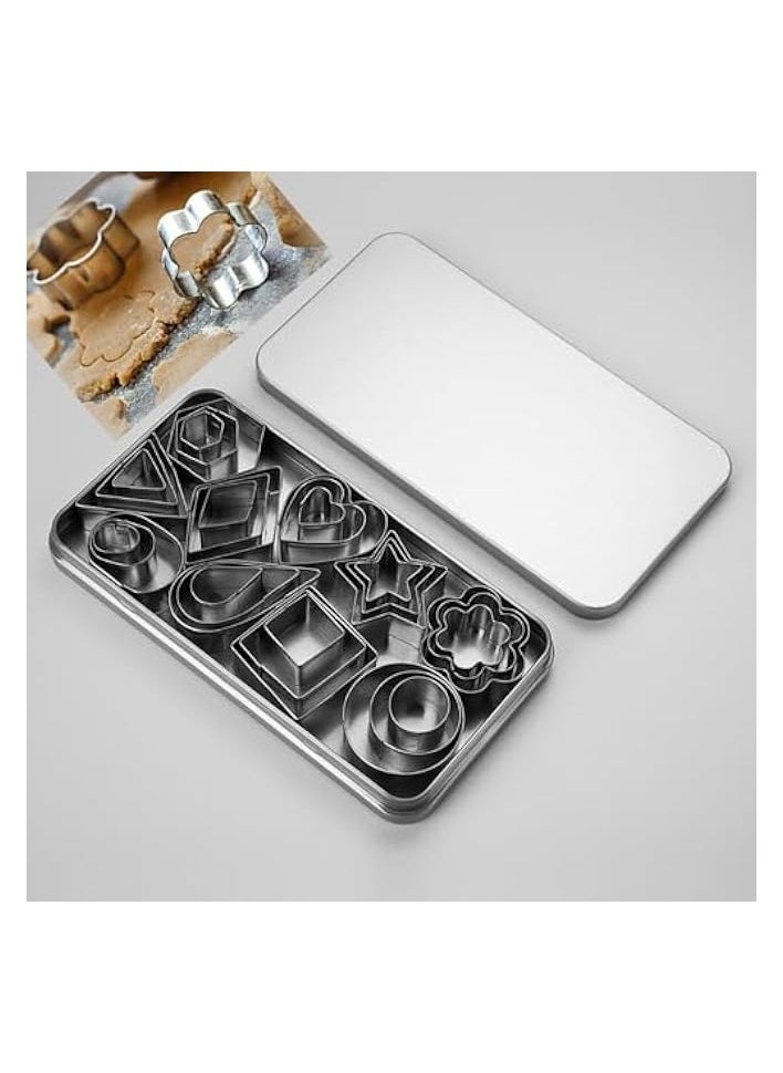 30-Piece Geometric Shapes Cookie Cutter Set - Stainless Steel Cutters for Baking, Pastry Dough, Pie Crust, Fondant, and More