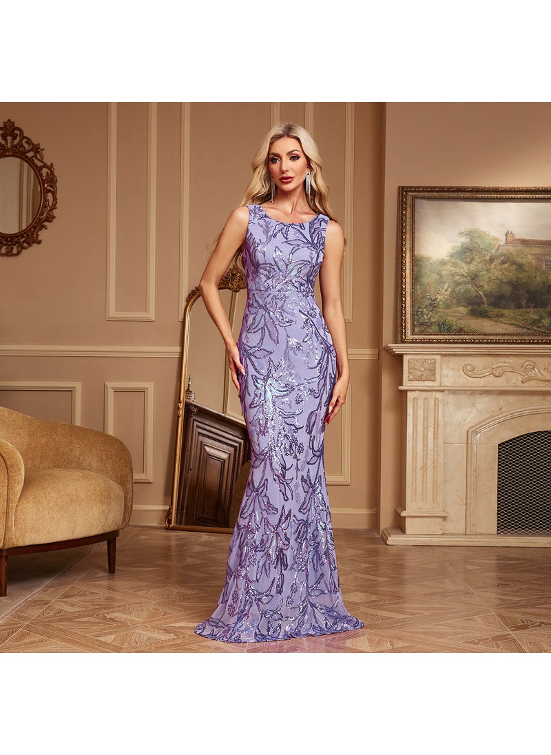 2024 Sleeveless Rose Gold Mermaid Evening Gown Violet