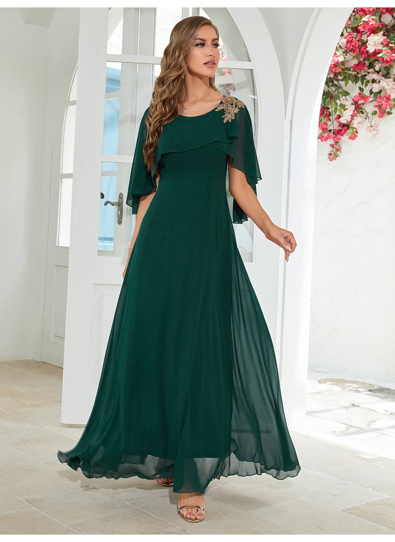 Summer Chiffon Evening Dresses Loose Fit Dark green