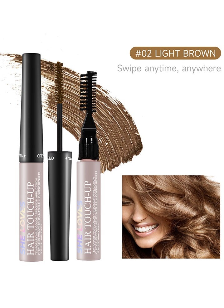 Hair Touch-Up-Come with small brush head, cover white hair, sideburns, beard, hairline, hair seam, hair root complement, emergency black hair rod, men and women #02  Light brown