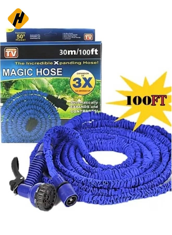 Blue Expandable Garden Hose – Flexible, Lightweight, and Durable