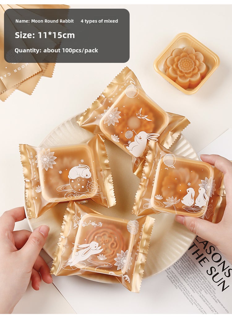 2025 Matte Translucent Mid-Autumn Mooncake Bags 11*15 month round rabbit (100g) 100