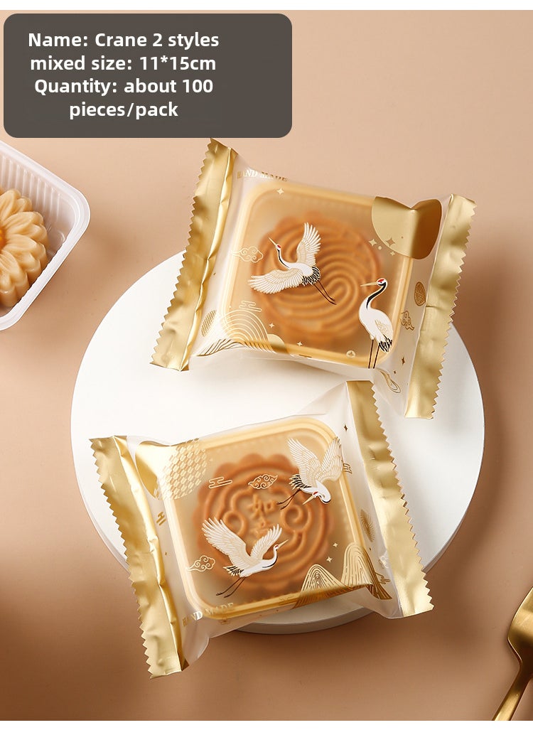 2025 Matte Translucent Mid-Autumn Mooncake Bags 100g crane 11*15cm about 100/bag