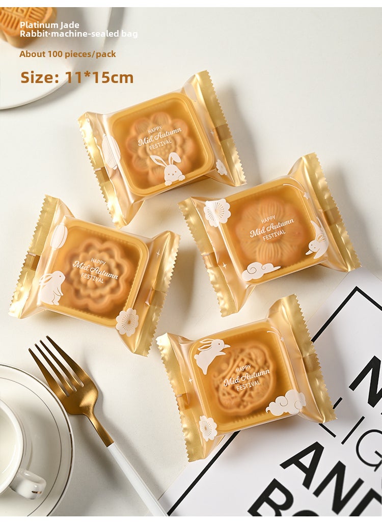 2025 Matte Translucent Mid-Autumn Mooncake Bags 11*15 Platinum Jade Rabbit (100g) 100