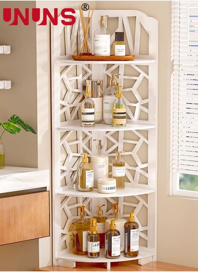 4 Tiers Corner Shelf Rack,Toilet Paper Stand For Bathroom Organizer,Toilet Vanity Cabinet,Narrow Bath Sink Organizer,Towel Storage Shelf For Paper Holder,White