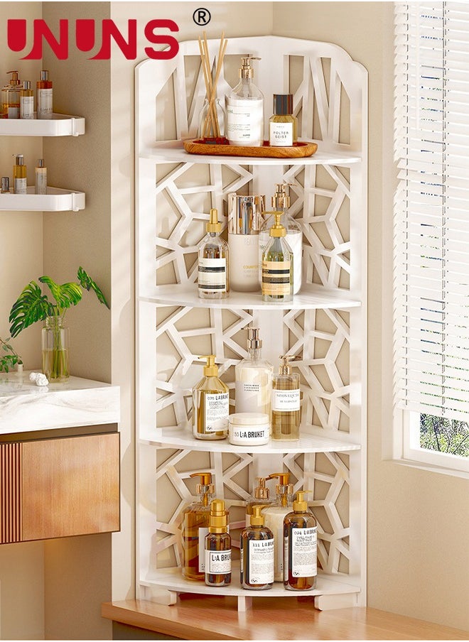 4 Tiers Corner Shelf Rack,Toilet Paper Stand For Bathroom Organizer,Toilet Vanity Cabinet,Narrow Bath Sink Organizer,Towel Storage Shelf For Paper Holder,White