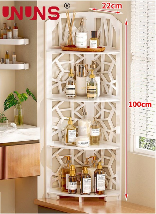 4 Tiers Corner Shelf Rack,Toilet Paper Stand For Bathroom Organizer,Toilet Vanity Cabinet,Narrow Bath Sink Organizer,Towel Storage Shelf For Paper Holder,White
