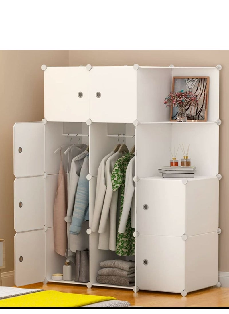 Cube Storage Organizer Cabinet Closet Storage Shelves Plastic Storage Shelving for Bedroom, Living Room, Office,   (12 Cube Storage Organizer Cabinet (White)