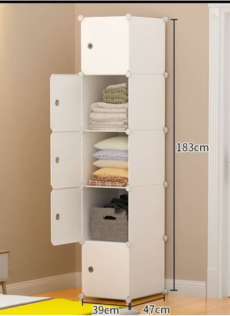 5 Cube Storage Organizer Cabinet Closet Storage Shelves Plastic Storage Shelving for Bedroom, Living Room, Office, 5 Cube Storage Organizer Cabinet (White)