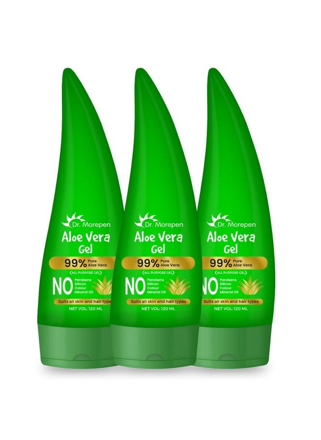 Dr Morepen Aloe Vera Gel Hydrating Moisturizing Soothing Glowing Skin For Both Men And Women 120 Ml Pack Of 3