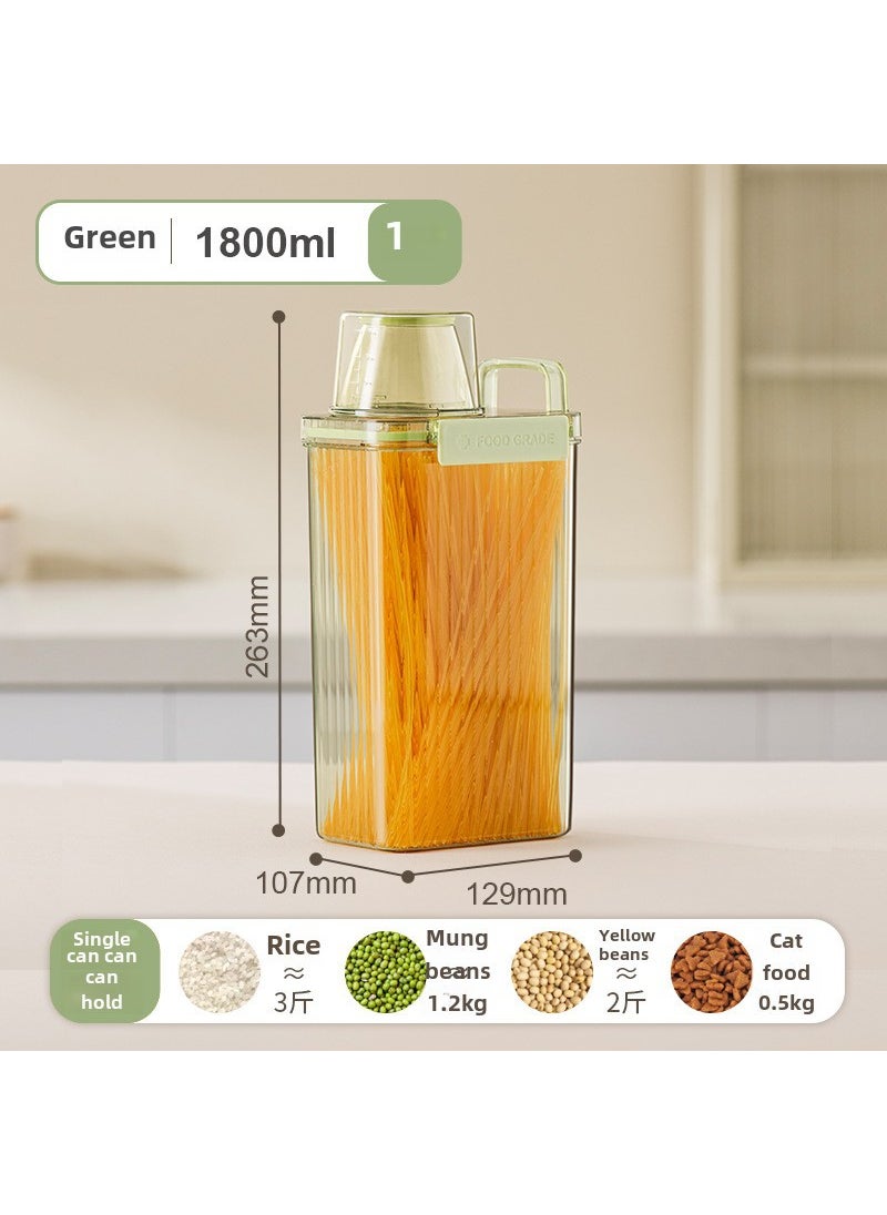 Airtight Grain Storage Container for Kitchen 1800ml-Green