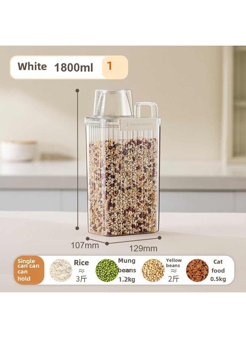 Airtight Grain Storage Container for Kitchen 1800ml-White