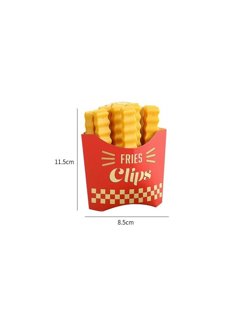 Creative Magnetic Seal Clips for Snack Bags 1 box of French fries clip [12 pack with magnetic box]]