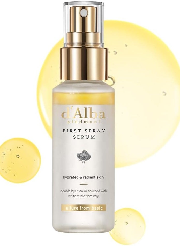 d'alba Piedmont Italian White Truffle First Spray Serum (Vegan), glowy hydrating serum face mist, dalbamist, Pack Of 1, 3.38 fl oz