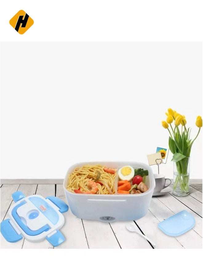 Electric Lunch Box 2 in 1, Portable Food Warmer Heating,Food-Grade Container, 12V 110V 40W Adapter, Car Truck Home Work Use, Spoon and 2 Compartments Included