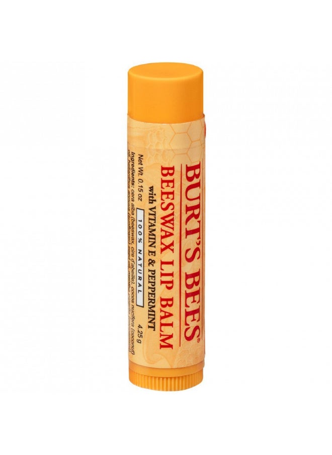 Burt's Bees Beeswax Lip Balm with Vitamin E & Peppermint 0.15 oz (Pack of 6)