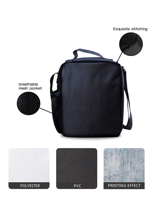 Waterproof Insulated Lunch Bag Black/White 20x25x8centimeter