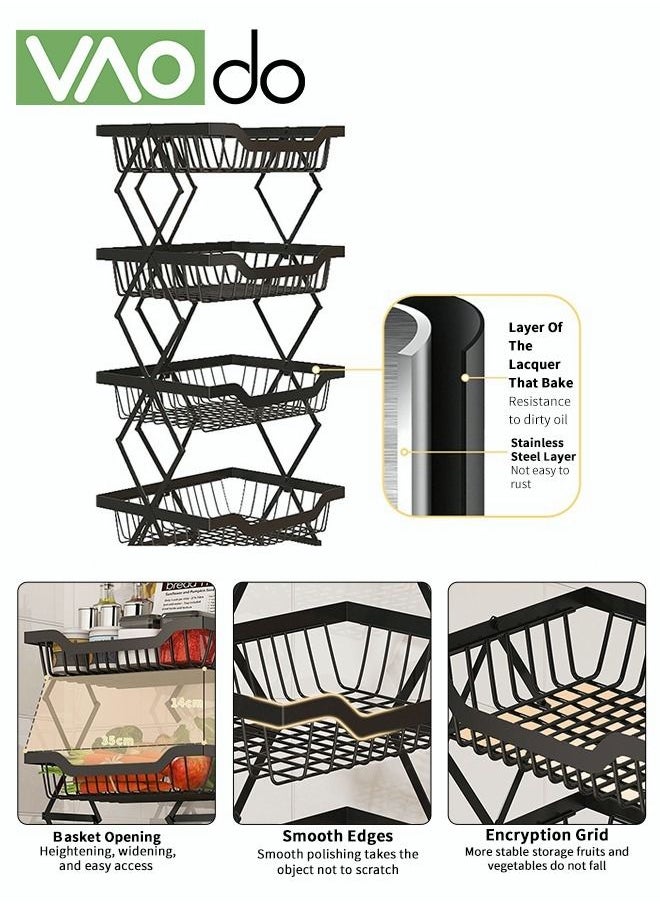 5-tier Kitchen Trolley Installation-free Foldable Storage Rack Can Hold Books Snacks Toys Kitchen Utensils