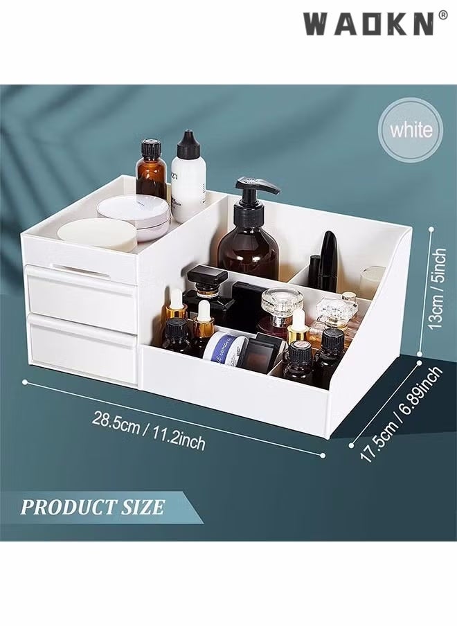 Makeup Organizer, Cosmetic Storage Box with Drawer for Bathroom, Countertop, Bedroom Dresser, Display Case for Lipsticks, Jewelry, Skincare, Brushes, Lotions, Toiletries, Vanity Box