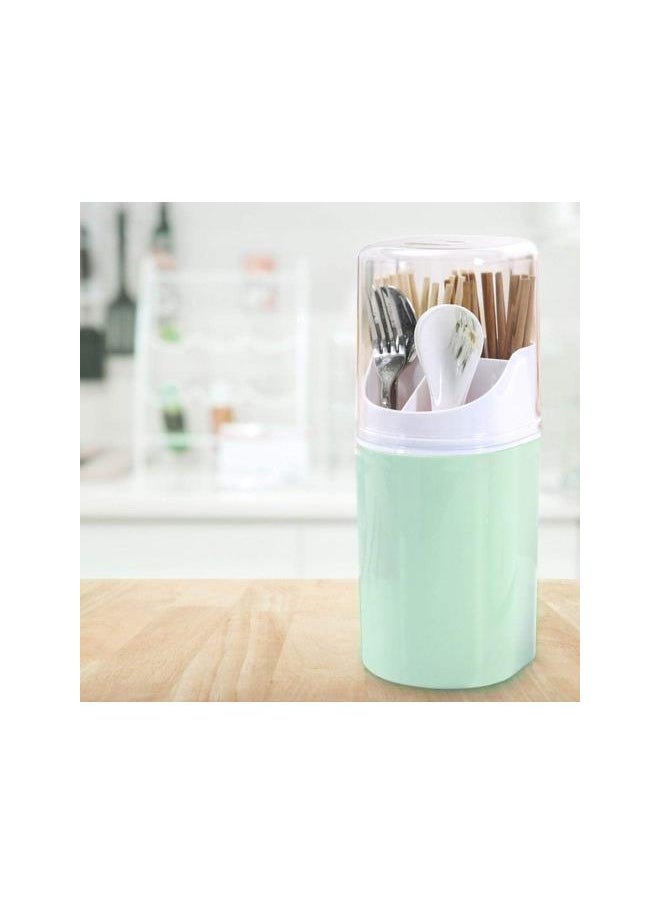 Detachable Kitchen Utensil Holders, 4 Compartment Plastic Wall-Mounted Chopsticks Flatware Caddy Holder with Cover for Cutlery(Green)