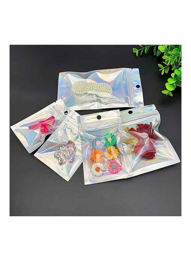 50-Piece Resealable Foil Pouch Set Clear/Silver/Blue 12x20cm