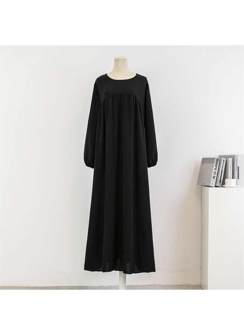 1 x 5 pcs Long Sleeve Maxi Dress Robe Black