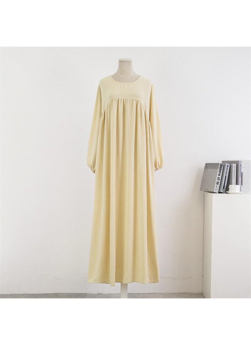 1 x 5 pcs Long Sleeve Maxi Dress Robe Apricot