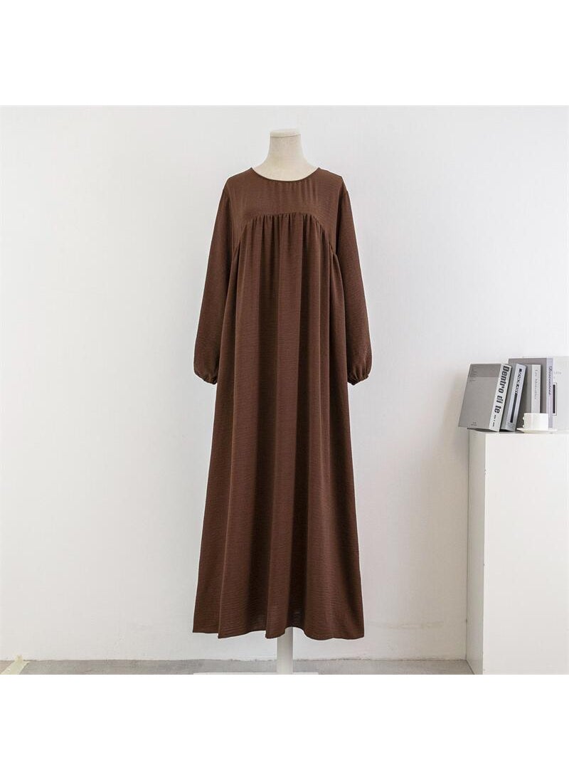 1 x 5 pcs Long Sleeve Maxi Dress Robe Coffee