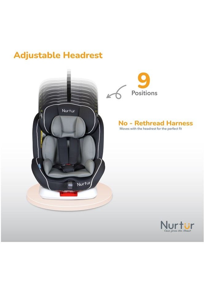 Nurtur Ultra Baby Kids 4in1 Car Seat  360  Rotation  ISOFIX  9Level Adjustable Headrest and Canopy  0 months to 12 years  Upto 36kg Official Nurtur Product