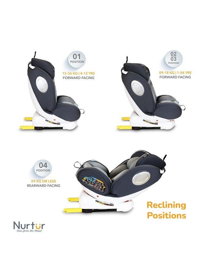 Nurtur Ultra Baby Kids 4in1 Car Seat  360  Rotation  ISOFIX  9Level Adjustable Headrest and Canopy  0 months to 12 years  Upto 36kg Official Nurtur Product