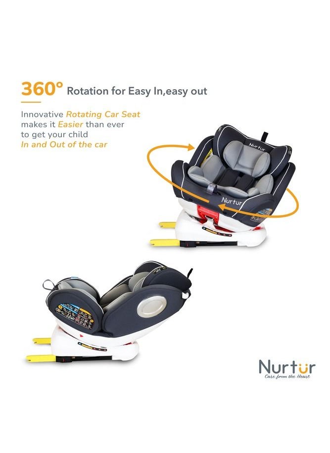 Nurtur Ultra Baby Kids 4in1 Car Seat  360  Rotation  ISOFIX  9Level Adjustable Headrest and Canopy  0 months to 12 years  Upto 36kg Official Nurtur Product