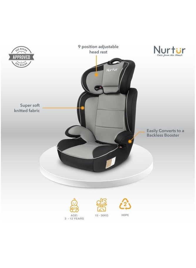 Jupiter Kids 3 in 1 Car Seat  Booster Seat  Adjustable Backrest  Extra Protection  5Point Safety Harness  9 months to 12 years  Upto 36kg Official Nurtur Product