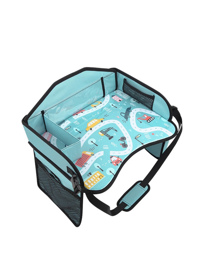 Kids Car Travel Tray - Kids Travel Car Seat Tray with Loading Straps, Toddler Car Seat Activity Tray, Kids Lap Tray for Cars and Planes (Cars)