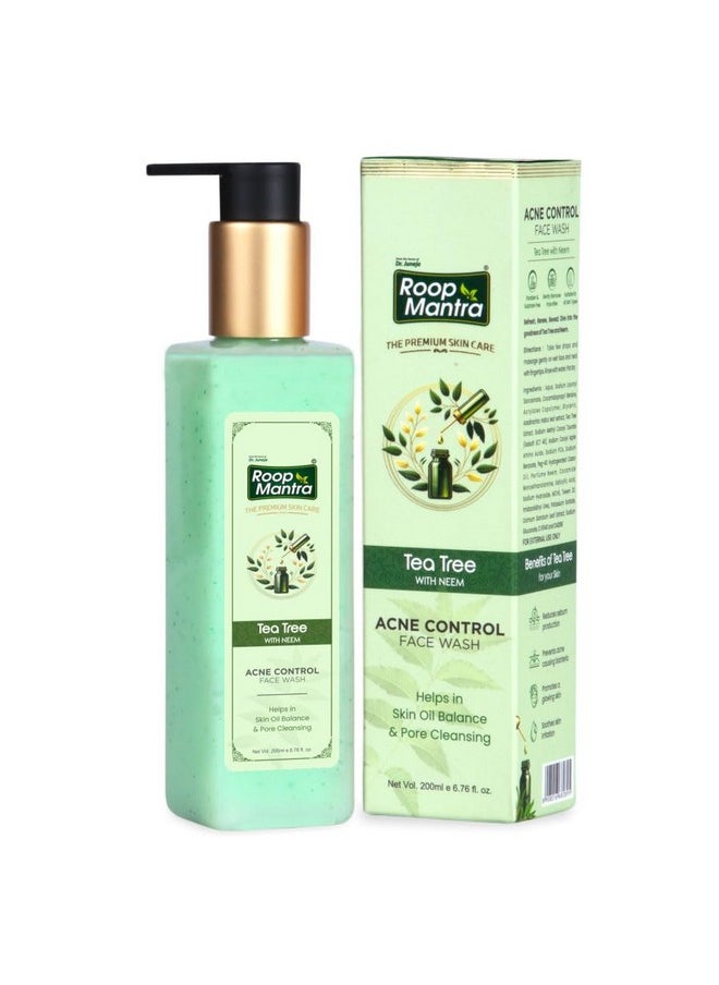 Premium Tea Tree With Neem Face Wash For Acne & Pimples -200Ml |Face Wash For Controlling Acne |Skin Oil Balance|Gently Cleanses|Suitable For All Skin Types