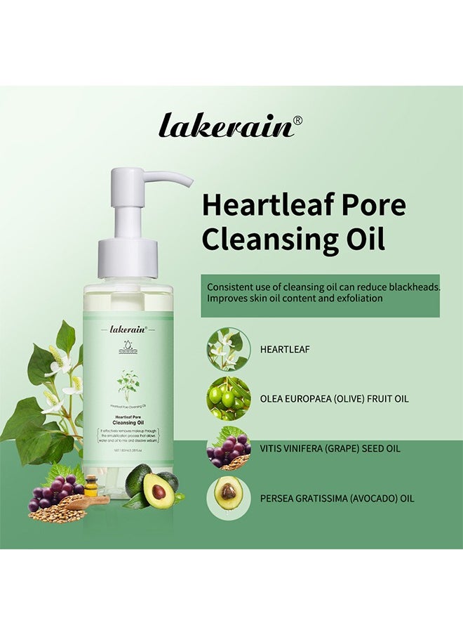 Heartleaf Pore Cleansing Oil - Daily Makeup Remover Facial Cleanser Heartleaf Pore Cleansing Oil for Pore Deep Cleansing Serum Natural Blackheads Removal Light and Non Greasy 100ml