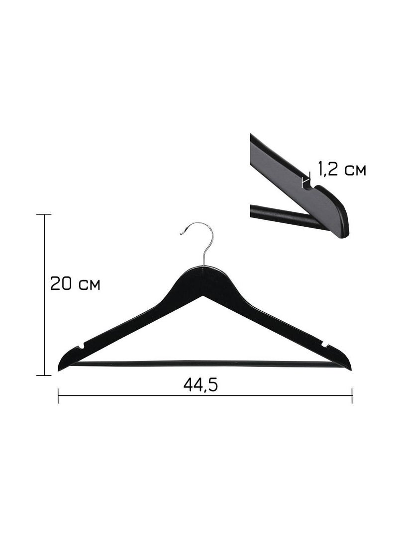 A Set Of 10 Black Wooden Coat/Suit Hangers, Hangers Clothes With 360° Swivel, Non-slip Pants Bar, Shoulder Notches for Camisole, Jacket, pants (10-Pack)