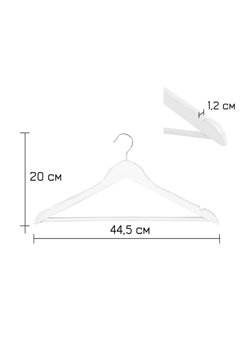 A Set Of 10 White Wooden Coat/Suit Hangers, with 360° Swivel, Non-slip Pants Bar, Shoulder Notches for Camisole, Jacket, pants (10-Pack)