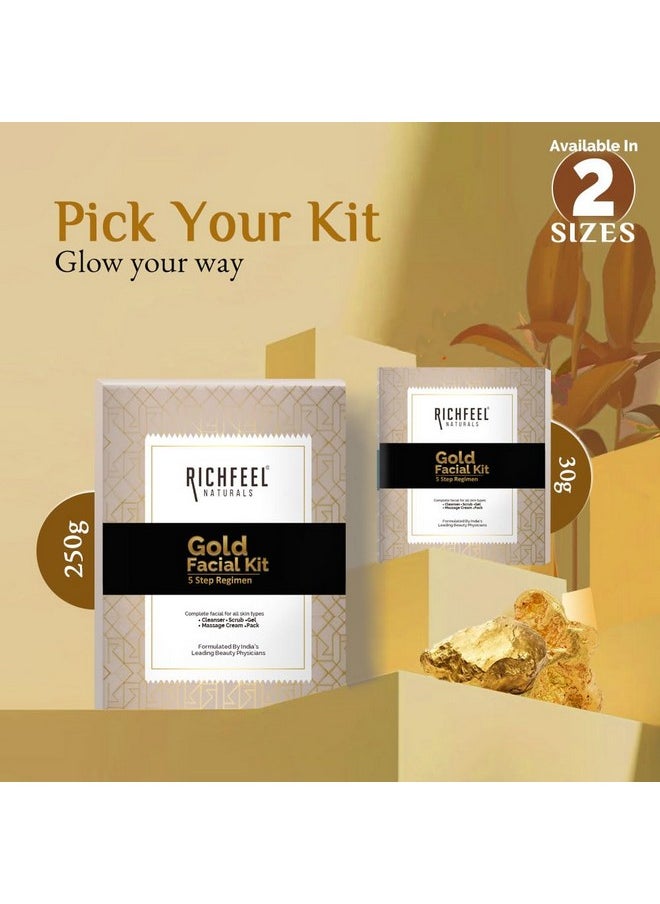 Gold Facial Kit | Bright & Glowing Skin | Parlour Like Instant Glow With The Goodness Of Gold Foils| 30 G