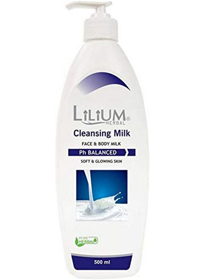 Herbal Cleansing Milk 500 Ml, Soft & Glowing Skin, Soothing, Calming, Nourishing, Moisturizing, Hydrating, Antioxidant Protection Makeup Remover, All Skin Types, For Women & Men