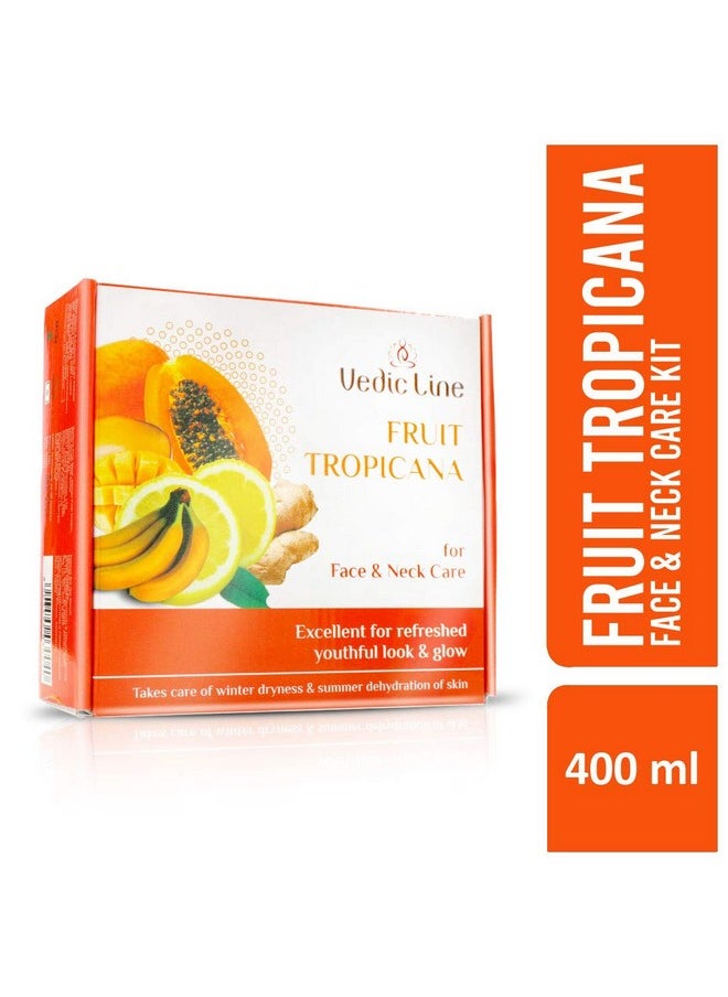 Vedicline Fruit Tropicana Facial Kit For Helps In Skin Exfoliation And Minimize Dark Spots, Free Radicals With Banana, Papaya, Shea Butter For Beautiful Glowing Skin, 400Ml