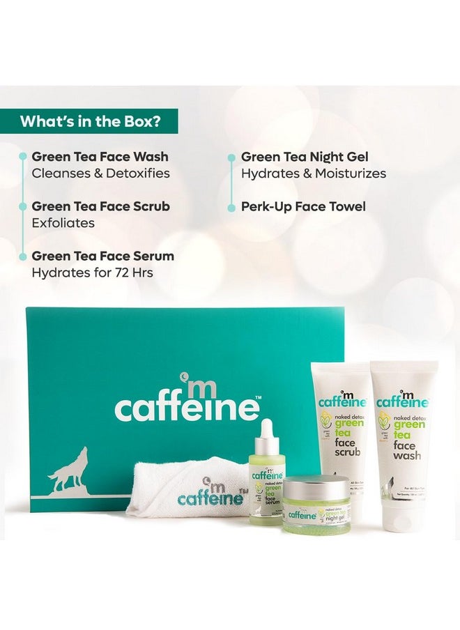 Green Tea Skin Care Gift Kit With Vitamin C | Face Care Gift Kit Set For Skin Glow - For Men & Women | Gift Kits | 100% Natural Mcaffeine Products | Pack Of 4 | Mcaffein Gift Kit With Pure Coffee For Skin