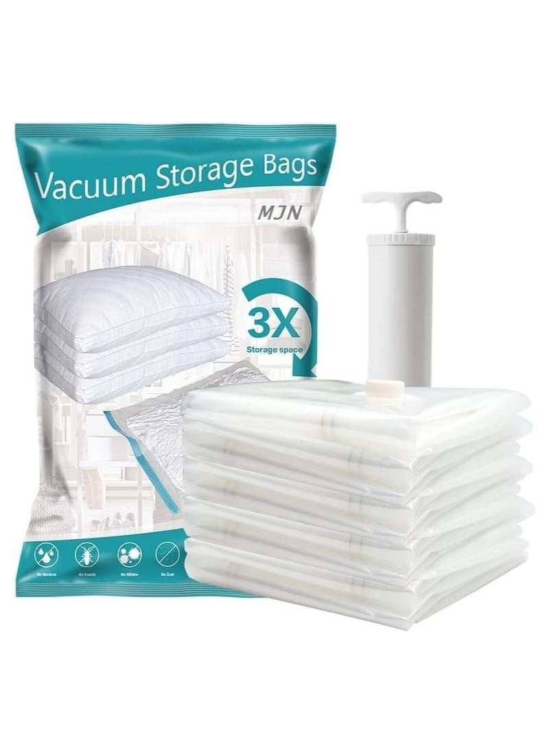 Reusable Vacuum Storage Bags with Zip lock for Travel Space Saving Solution for Clothing Blankets Storage Bags for Clothes Comforters Blankets Mattress Pillows with Pump