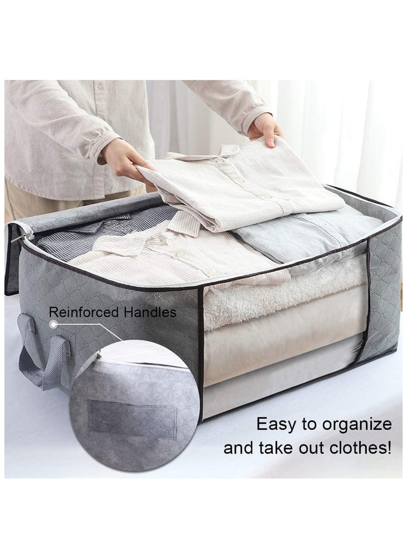 4 Pieces Large Capacity Sized Bags Clothes Storage Organizers Foldable, durable, and space-saving with See-Through Window and Carry Handles