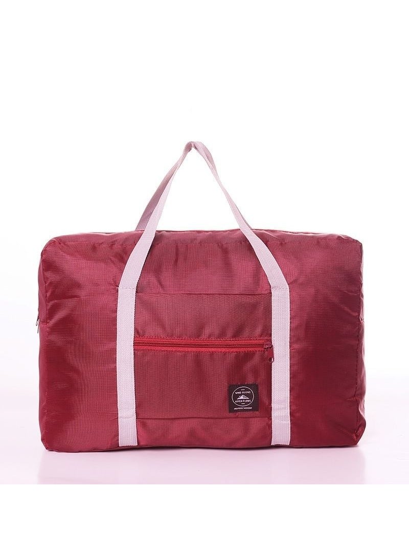 Portable Clothing Storage Travel Bag Wine red handbag + simple