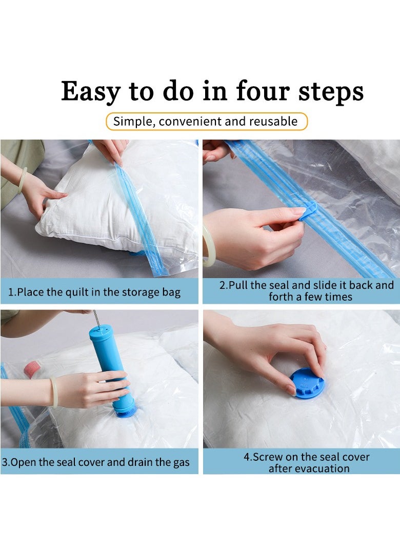 10PCS  Extralarge Compressed Bag,Vacuum Storage Bags, Reusable Space Saver Seal Bag with Hand Pump, Compression Sealer Bags for Comforters, Blankets, Clothes, Pillows, Travel(1×(120*100cm), 2 x( 100*80cm), 3x （80×60cm），4×（70*50cm)with Hand Pump）)