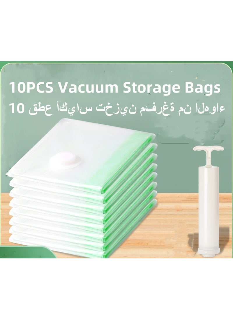 10PCS Vacuum Storage Bags, Reusable Space Saver Seal Bag with Hand Pump, Compression Sealer Bags for Comforters, Blankets, Clothes, Pillows, Travel(1×(120*100cm), 2 x( 100*80cm), 3x （80×60cm），4×（70*50cm)with Hand Pump）)