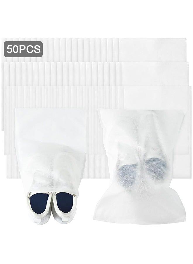 50Pcs Non-Woven Dust Proof Travel Shoe Bags, Drawstring Shoe Storage Bags, Bask Shoe Bags, Dust Bags for Purses and Handbags Storage, Shoe Travel Bags for Packing, Home Closet Organizer Dust Cover