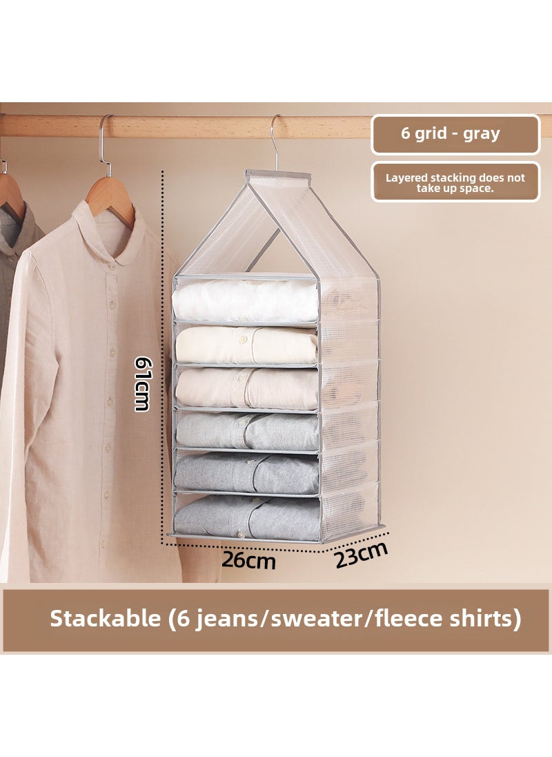 1 x 5 pcs Foldable Wardrobe Hanging Storage Bag Grey 6 (26*23*61cm)